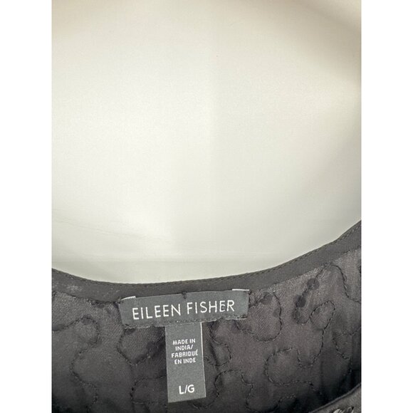 Eileen Fisher Black Sequin Silk Top short sleeve size large womens - Picture 2 of 4